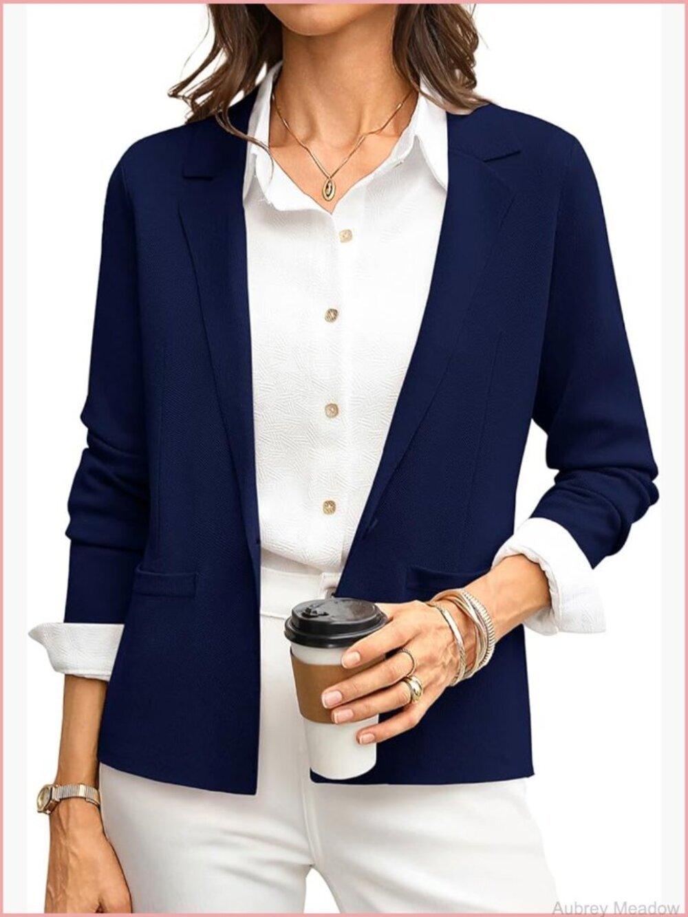 Women Knit Sweater Blazer - Long Sleeve Cardigan Suit Jacket Business Casual